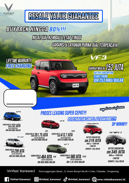 Pricelist harga Vinfast 2026 - Promo Vinfast BSD 2026